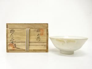 深山焼　梅村正芳造　白釉　茶碗